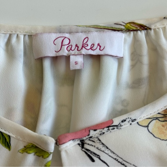 Parker Womens Abby Floral Cold Shoulder Blouse Silk Size S - Picture 6 of 12